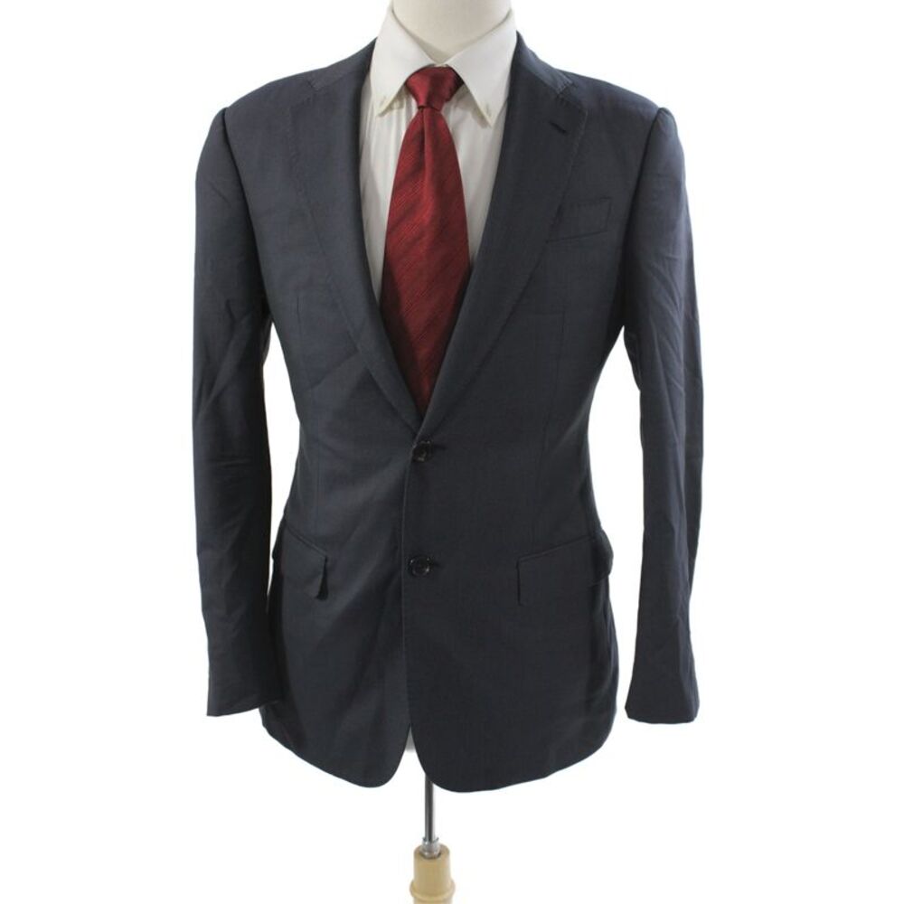 Armani Collezioni Mens Blazer Blue Wool Button Business Size 38